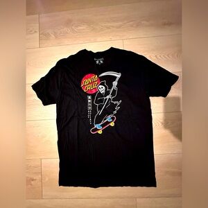 NWOT Santa Cruz Skateboards By RIOT SOCIETY Black Graphic Reaper T-Shirt Men XL